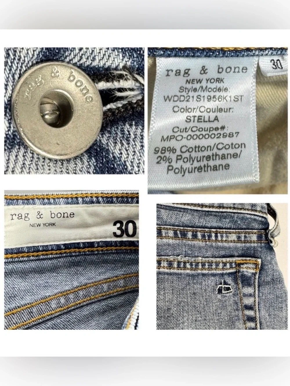 Rag & Bone DRE Low Rise Denim Shorts in Stella